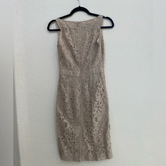 Moschino Cheap and Chic Lace Taupe Empire Waist with Bow Knee Length Dress SM - Picture 3 of 9